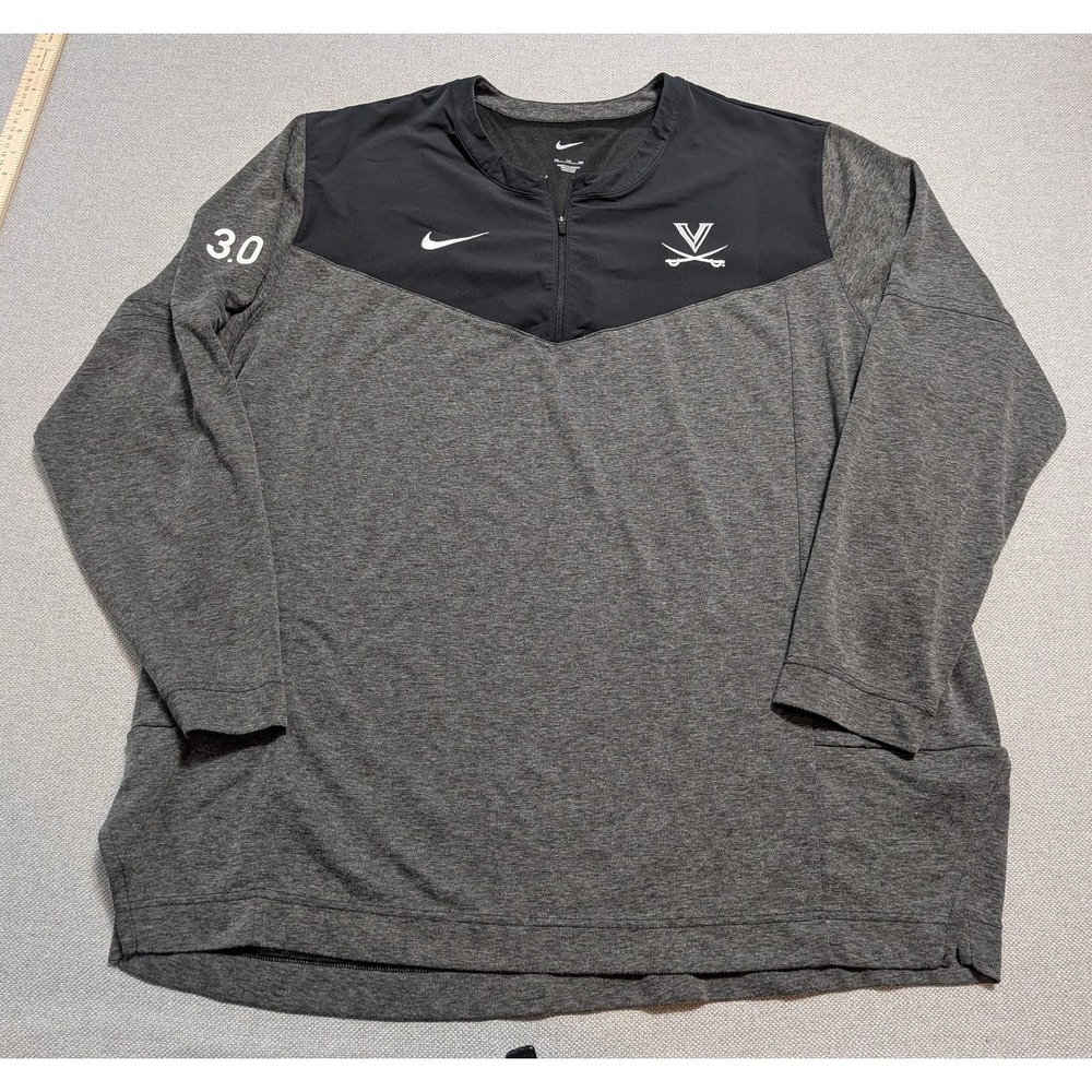 Nike UVA Virginia Cavaliers 3.0 Pullover Jacket Mens XXL Gray Quarter Zip Team